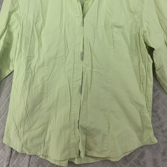 Quizz Again Womens L Shirt Light Green Button Up 3/4 Sleeve Eclectic Minimalist - Picture 4 of 16